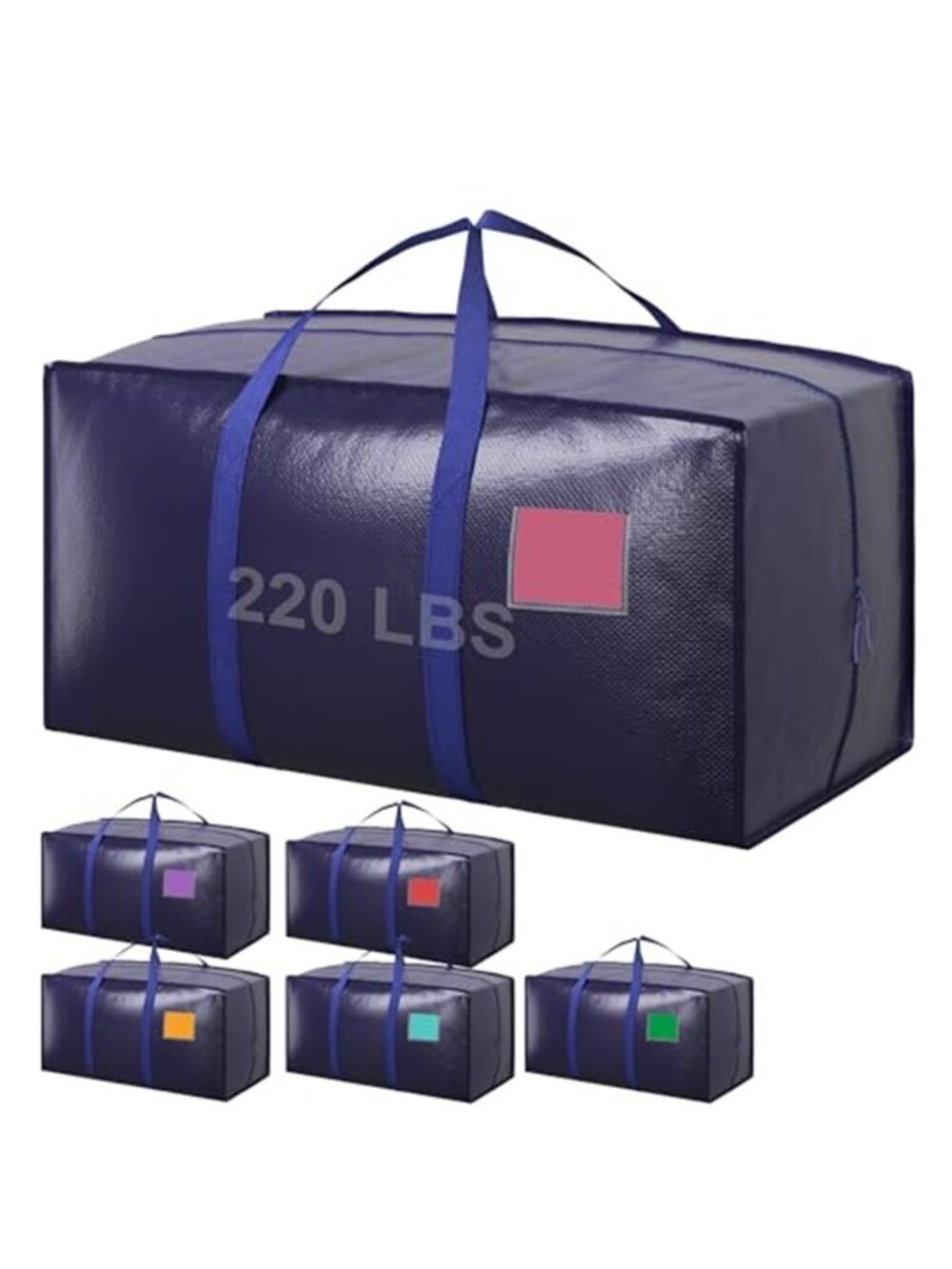 6 Pack Moving Bags Heavy Duty 210GSM with Full-Open Side Zipper, 93L 220lbs